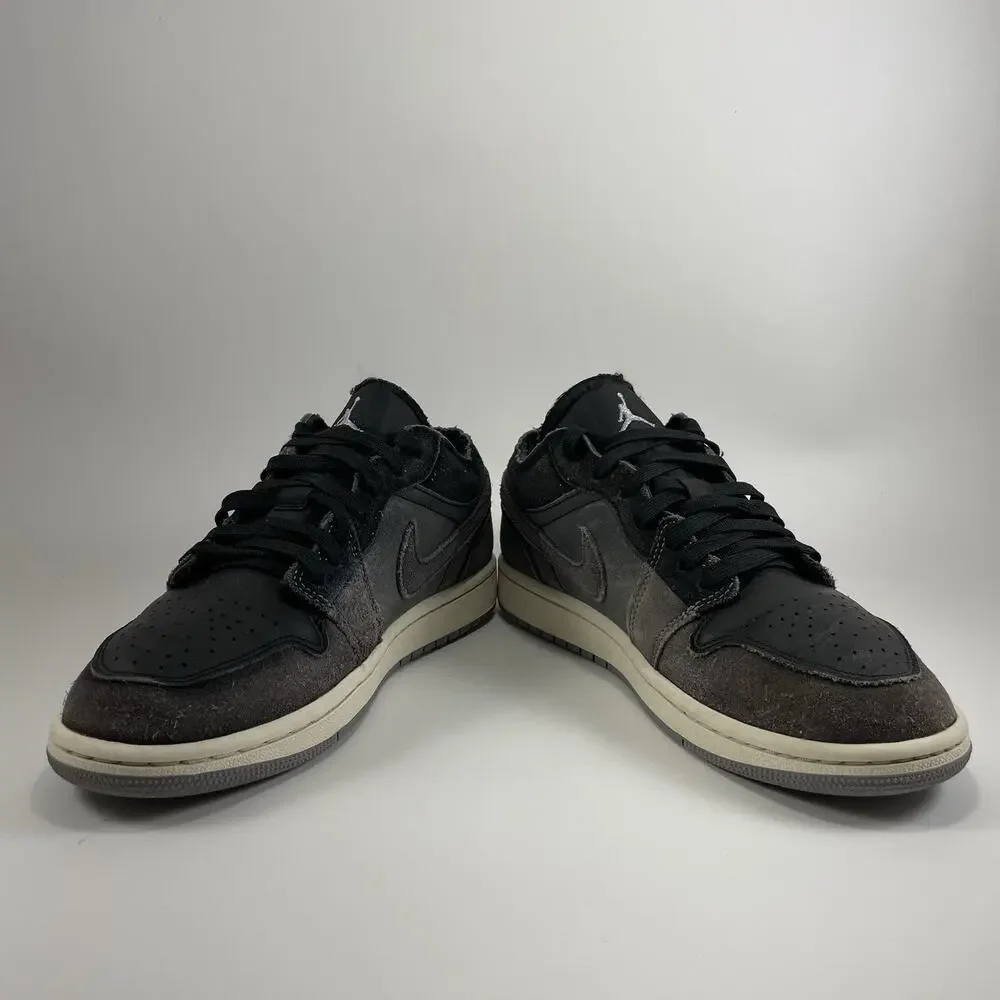Jordan 1 Low Craft Inside Out Black Suede Mens Size 7 Casual Classic Lace Up
